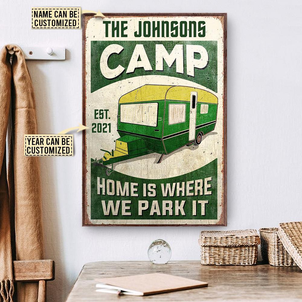 Aeticon Gifts Personalized Camp Camper We Park It Canvas Mom Dad Gift Home Decor