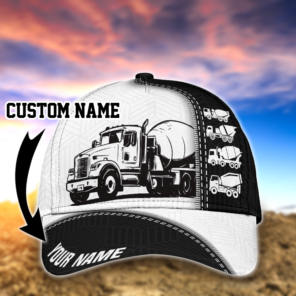 Personalized Heavy Equipment 3D Baseball Cap Hat, Concrete Pump Full Printed Classic Cap Hat, Excavator Cap Hat