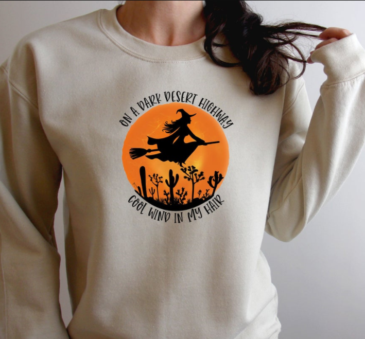 On A Dark Desert Highway Cool Wind In My Hair, Halloween Shirt, Witch Shirt, Halloween Costumes, Halloween Tees