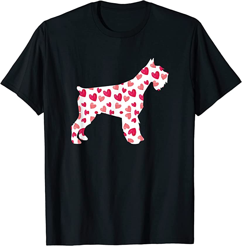 Valentines Day Miniature Schnauzer Hearts Puppy Dog Lover T-Shirt