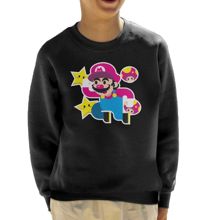 Super Mario Bros Star Mushrooms Kid’s Sweatshirt