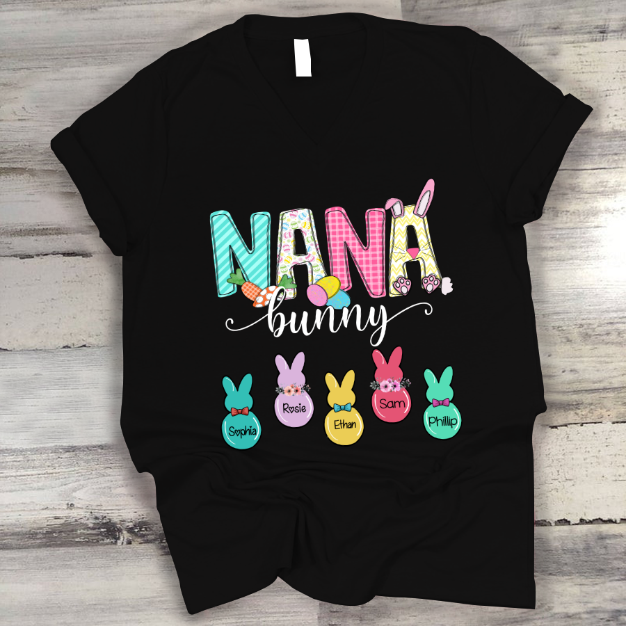 Personalized Nana Bunny Easter V-Neck