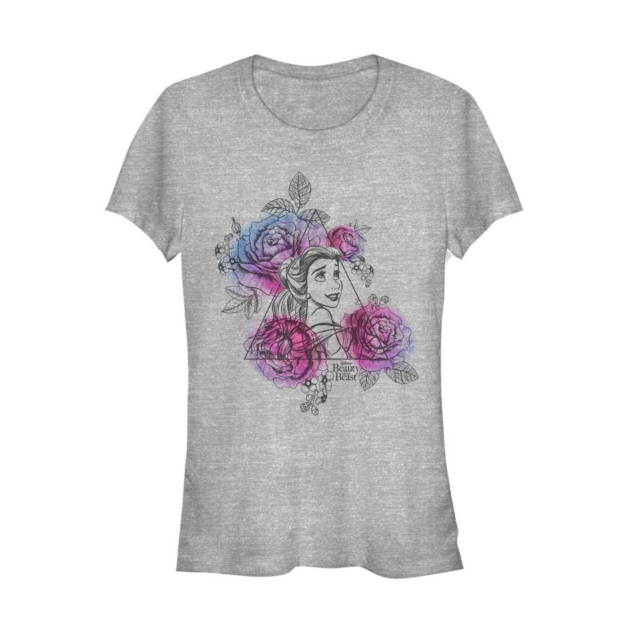 Beauty and the Beast Junior’s Belle Floral Triangle  T Shirt