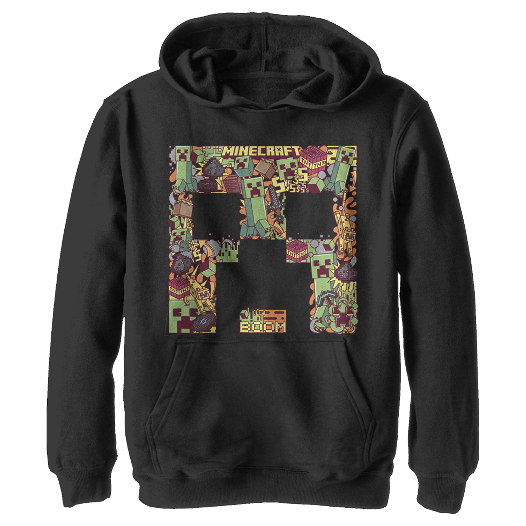 Minecraft Boy’S Creeper Collage  Pull Over Hoodie