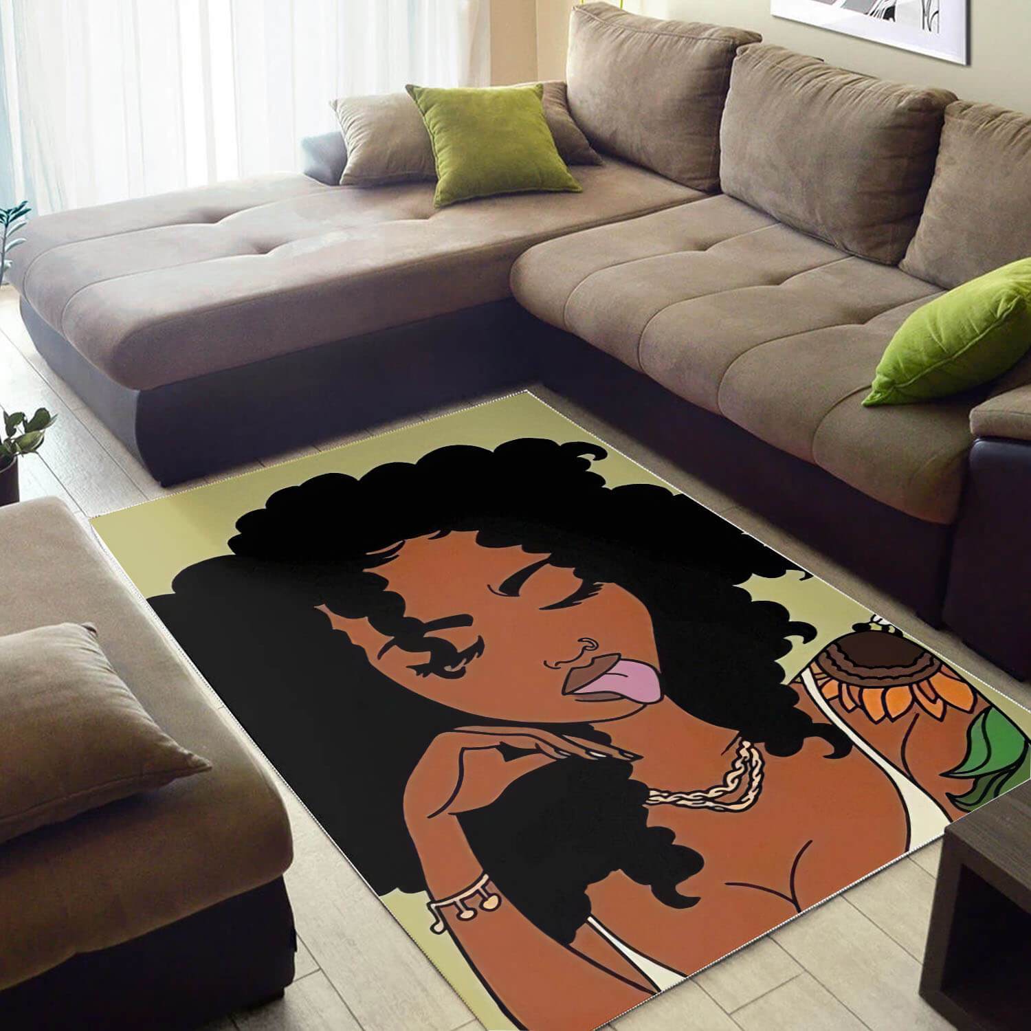 Afrocentric Area Rugs Pretty Afro Girl African Print Floor Rug Modern Afrocentric Decor WBG30198