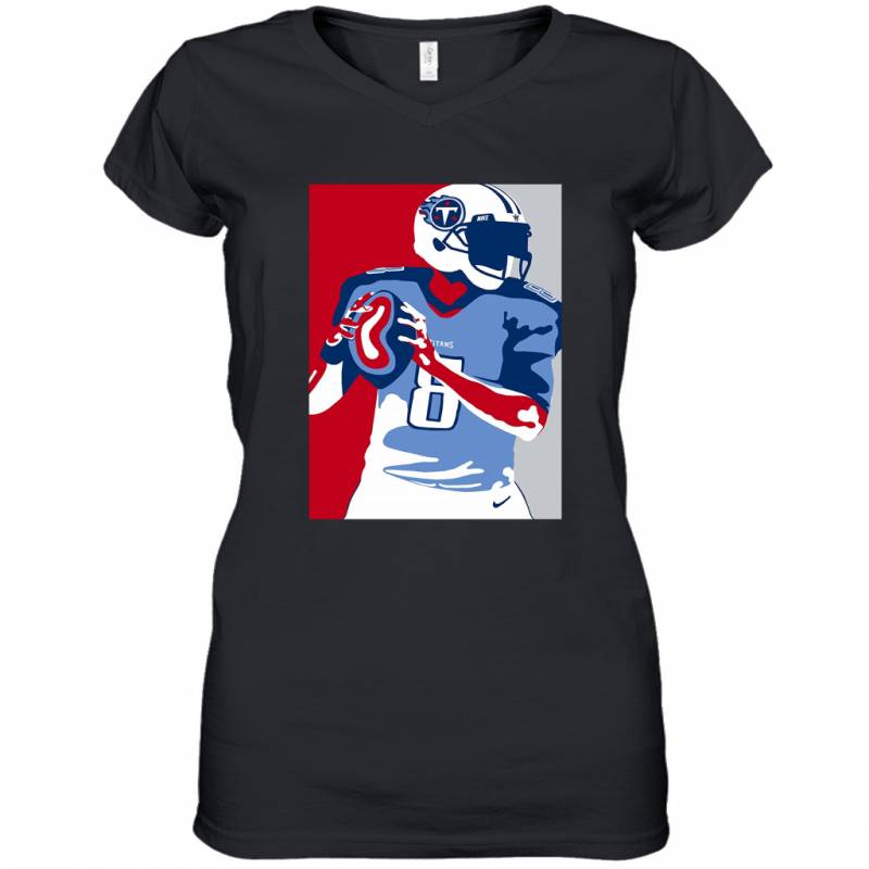 Tennessee Titans Marcus Mariota Portrait Sports Women’s V-Neck T-Shirt