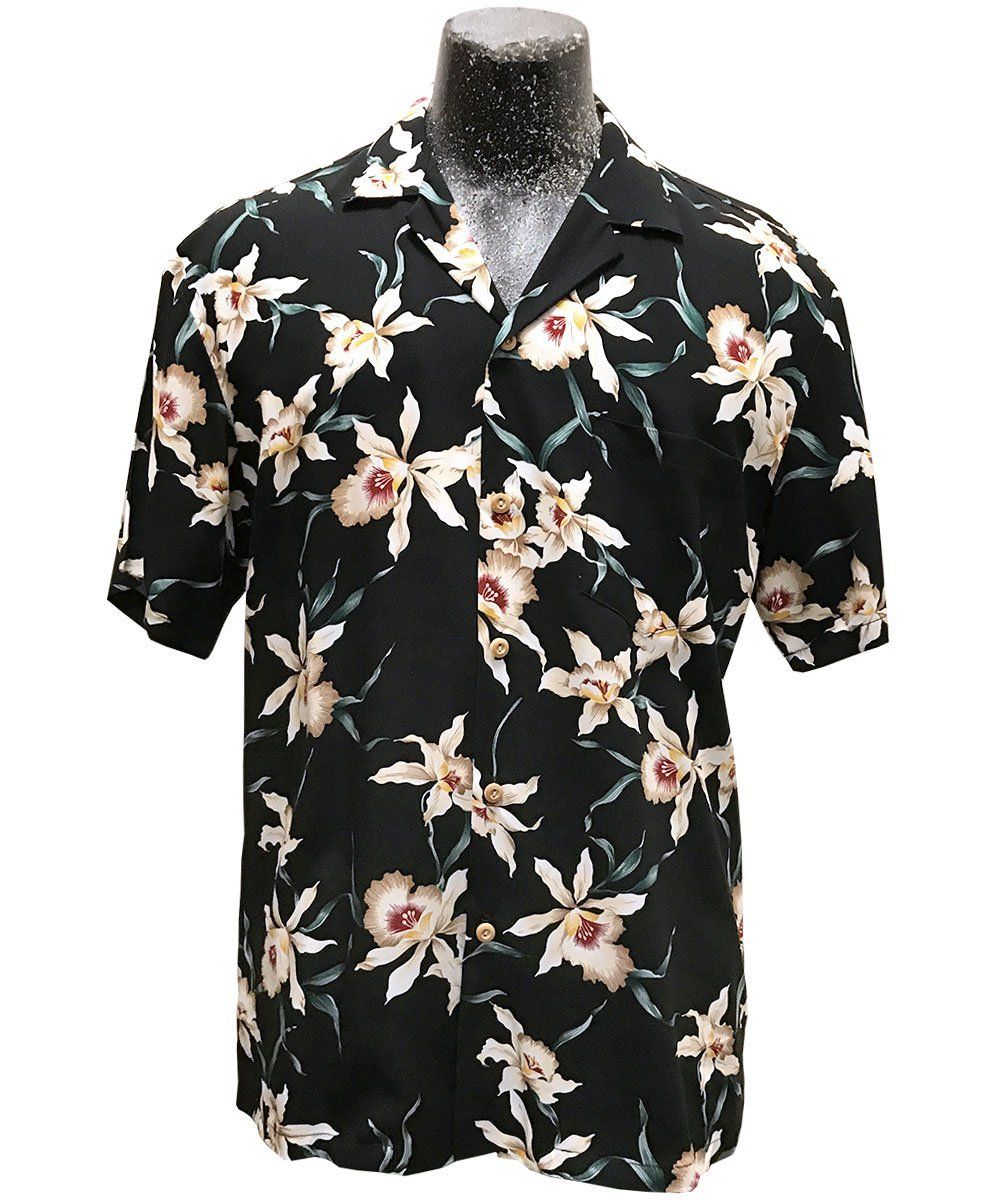 Star Orchid Black Hawaii Shirt Pi Ha28653