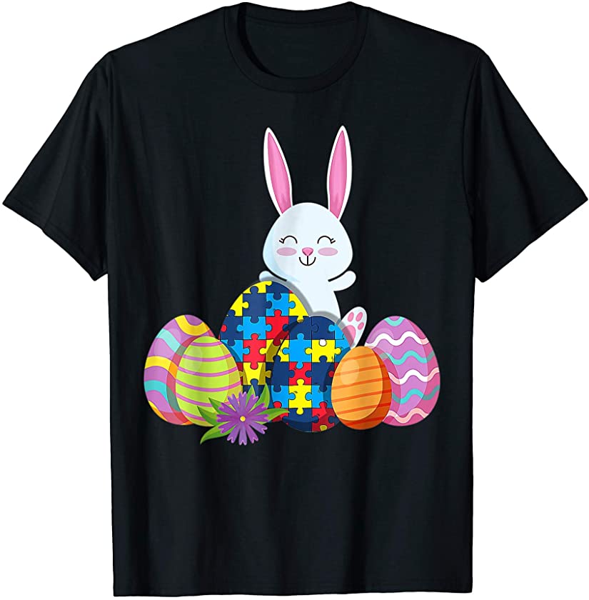 Autism Shirt for Men Women Girls Boys Bunny with Easter Eggs T-Shirt