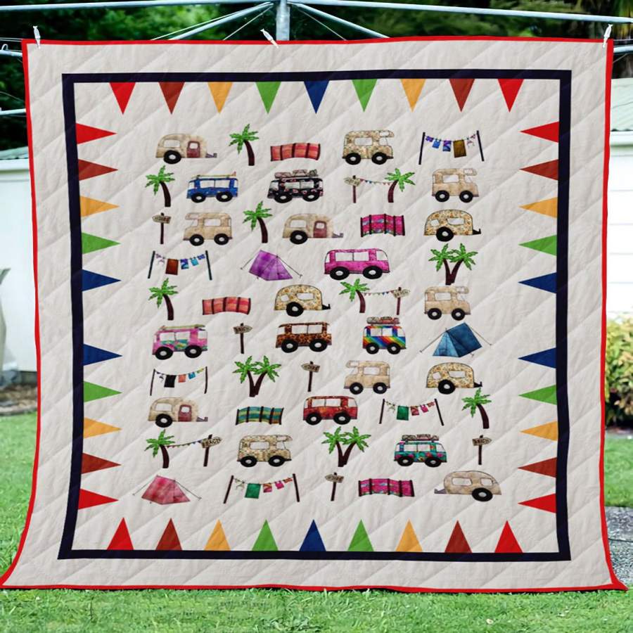 Summer Vacation Camping Quilt Blanket