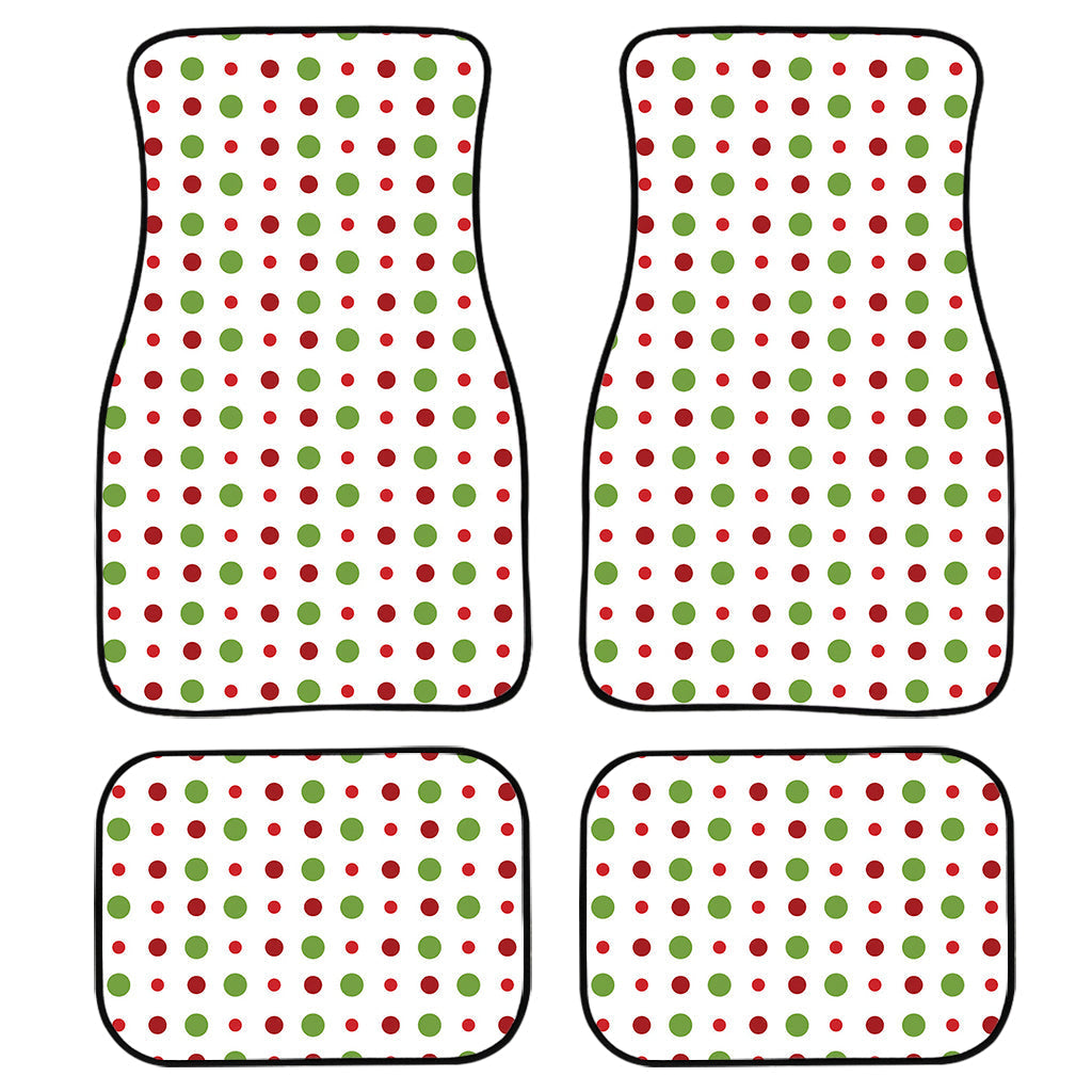 Merry Christmas Dots Pattern Print Front And Back Car Floor Mats, Front Car Mat