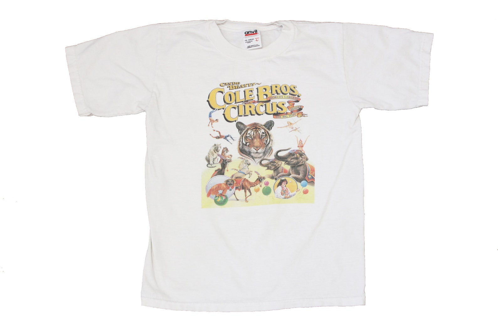 Vintage T Shirt   Clyde Beatty Cole Bros Circus Shirt 90S   00S   Yl  Worlds St Under The Big Top  Animal Shirt