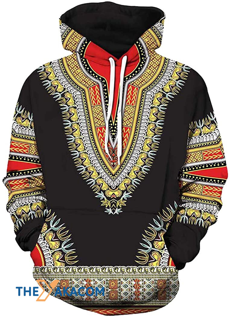 Unisex African Print Dashiki Fashion Kwanzaa Day Black Hoodie Zip Hoodie All Over Print For Men Women Gift