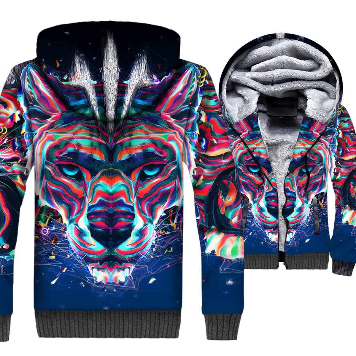 Animal Jackets – Animal Series Color Wolf Super Cool 3D Fleece Jacket