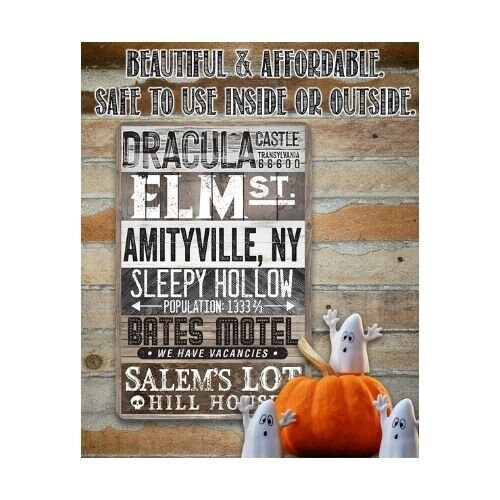 Halloween Towns Sign – 8″ x 12″ or 12″ x 18″ Aluminum Tin Awesome Metal Poster