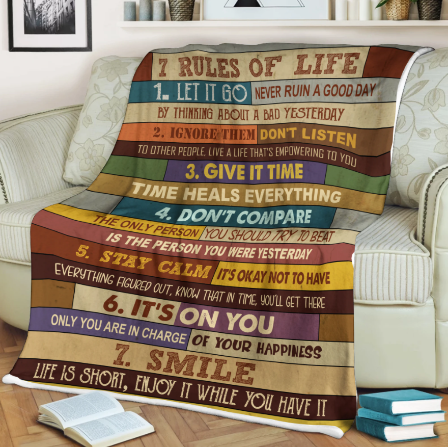 7 Rules Of Life Blanket Gift For Friend Family Birthday Gift Home Decor Bedding Couch Sofa Soft And Comfy Cozy