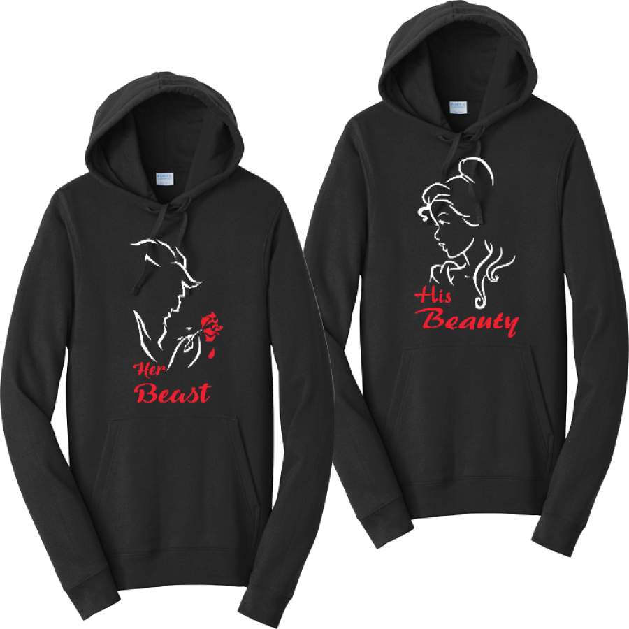 Her Beast And His Beauty Hoodies Couples Matching Sweatshirts