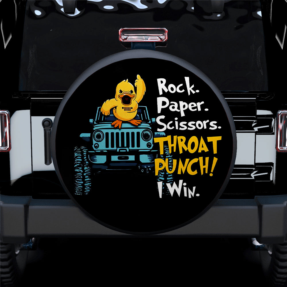 Funny Duck Rock Paper Jeep Car Spare Tire Covers Gift For Campers