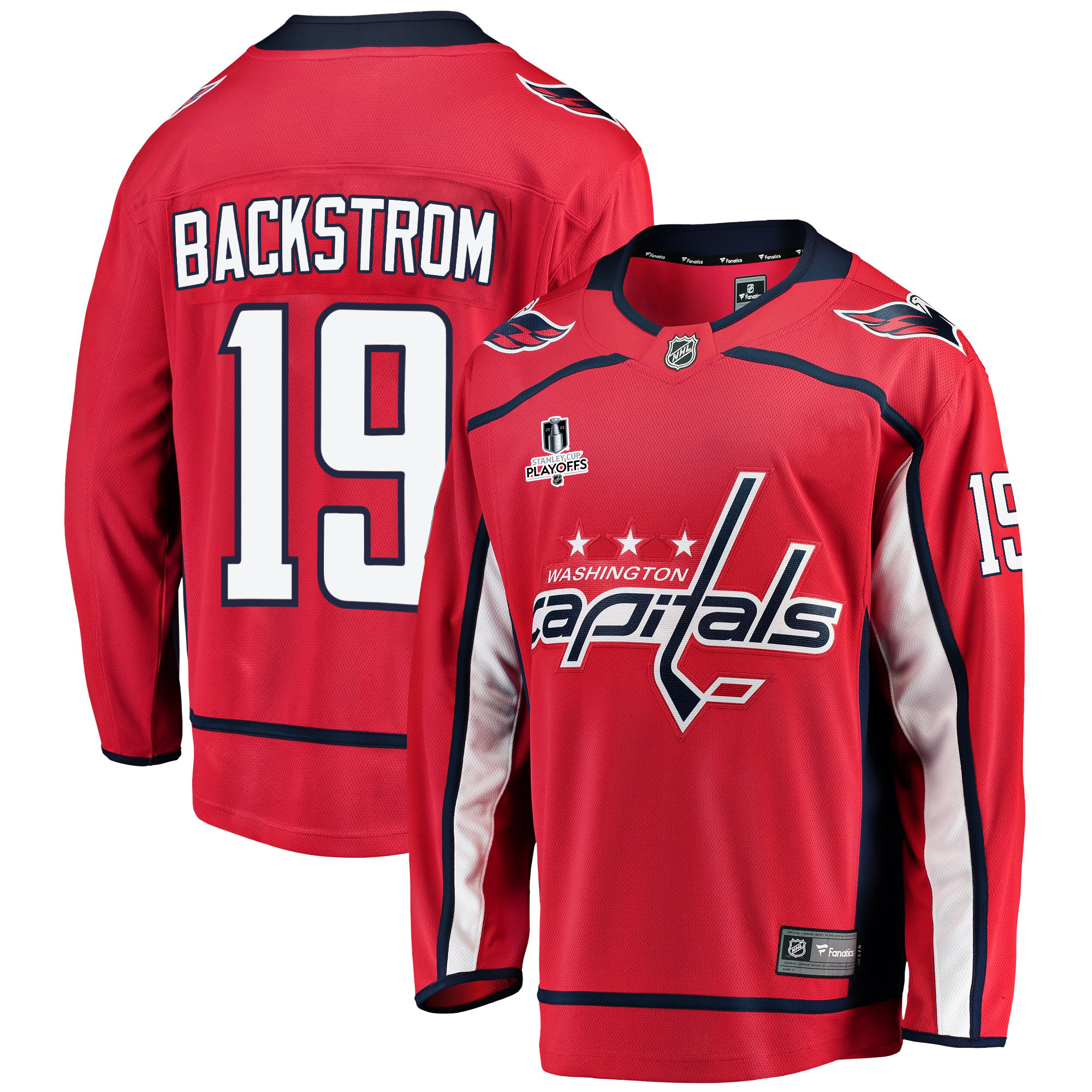 Washington Capitals Nicklas Backstrom 19 Home 2022 Stanley Cup Playoffs Breakaway Men Jersey – Red