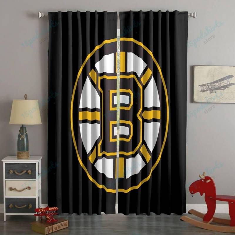 3D Printed Boston Bruins Style Custom Living Room Curtains