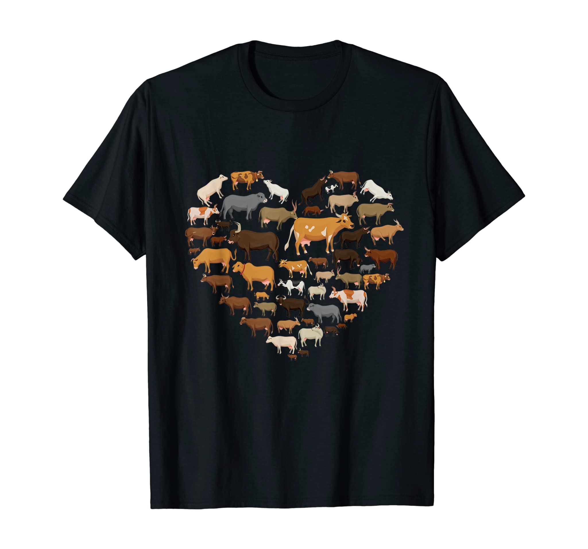 Types of cows lover heart women men girls Cow Farmer Gifts T-Shirt