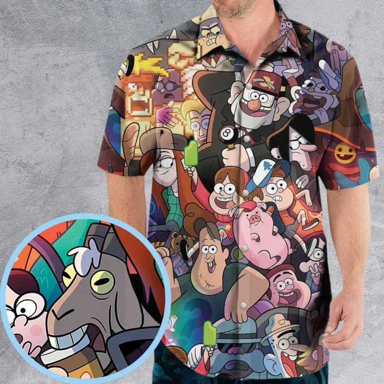 Gravity Falls Characters Pattern Hawaiian Shirt