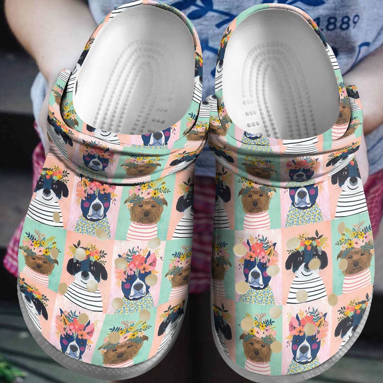 Dog Personalized Clog, Custom Name, Text, Color, Number Fashion Style For Women, Men, Kid, Print 3D Cute Flower Dogs