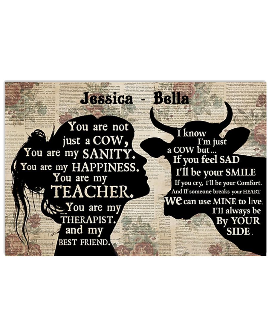 Girl Cow Silhouette Custom Poster And Canvas, Wall Decor, Wall Art, Canvas Instructure, Wall Art, Poster Store, Wall Decals, Canvas Wall Art