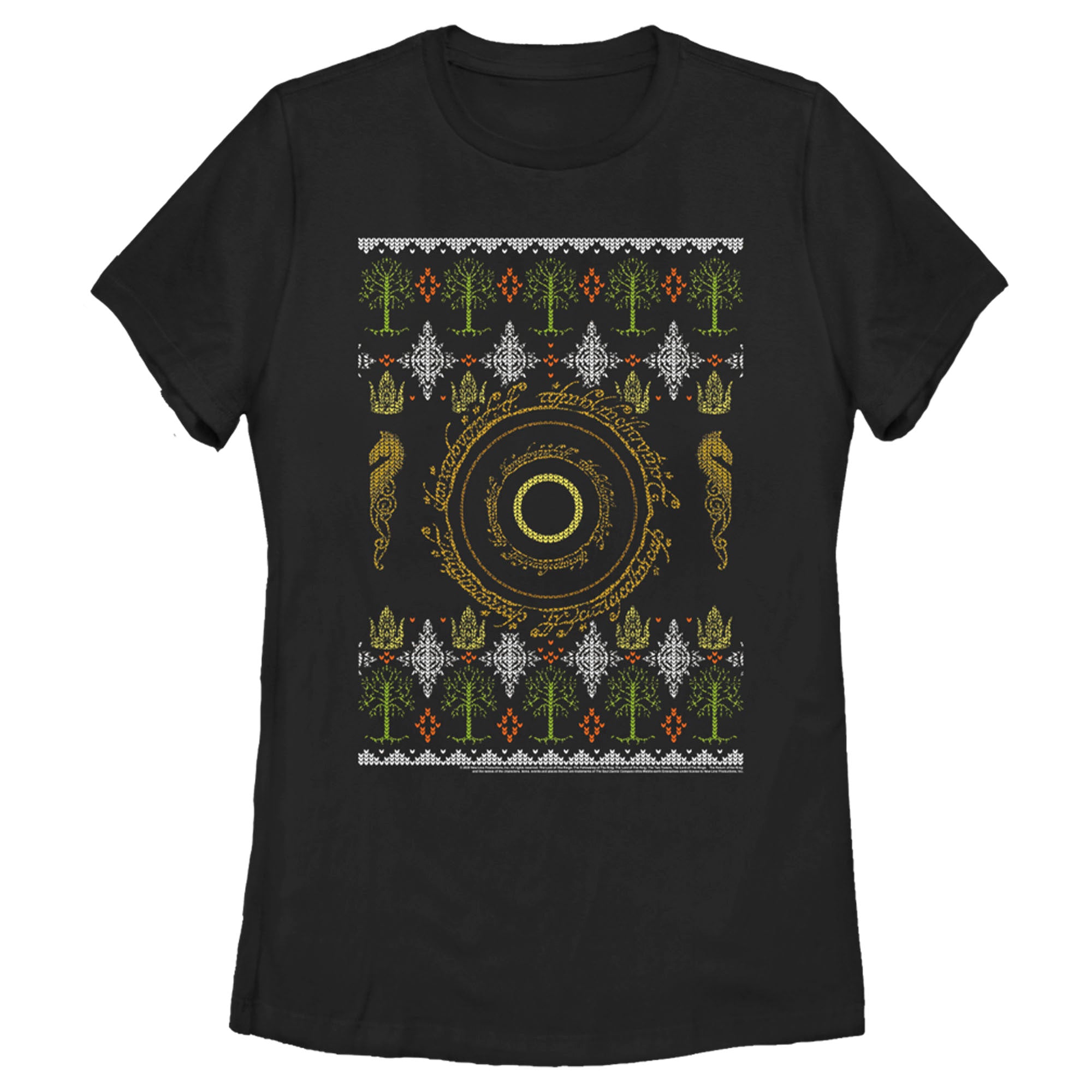 Women’S Lord Of The Rings Fellowship Of The Ring Christmas Sweater Ring T-Shirt