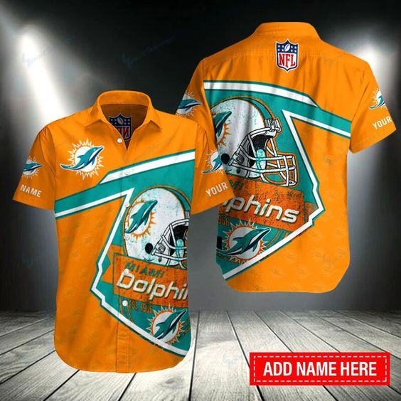 Miami Dolphins Personalized Button Shirt