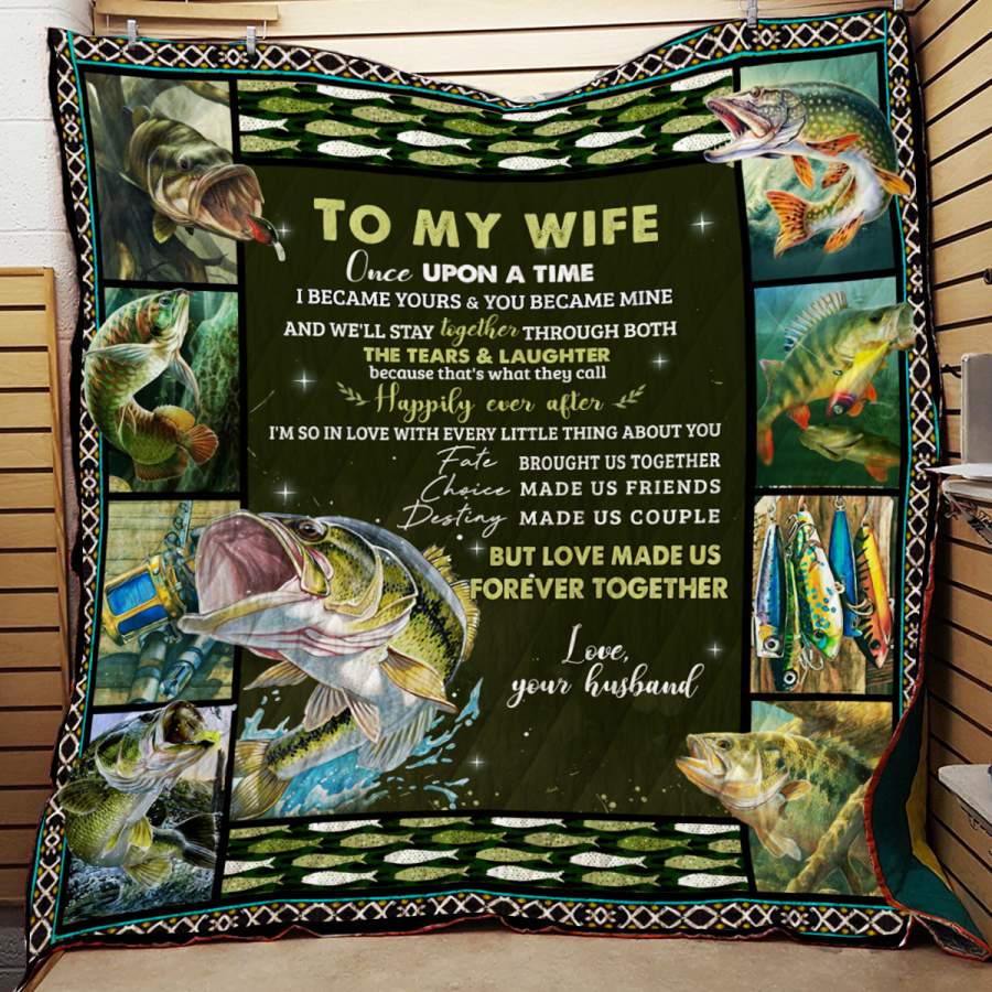 Wozoro Quilt Blanket Fishing To My Wife Once Upon A Time Twin Queen King Size