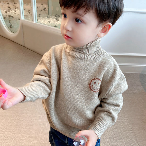 Autumn Baby Girls Boys Sweaters Coat Kids Knitting Smile Pullovers Tops Baby Boys Girls Turtleneck Long Sleeve Sweaters alx