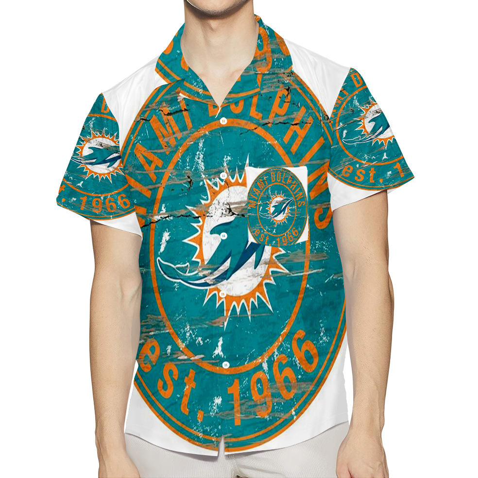 Miami Dolphins Logo 12 3D All Over Print Summer Beach Hawaiian Shirt With Pocket