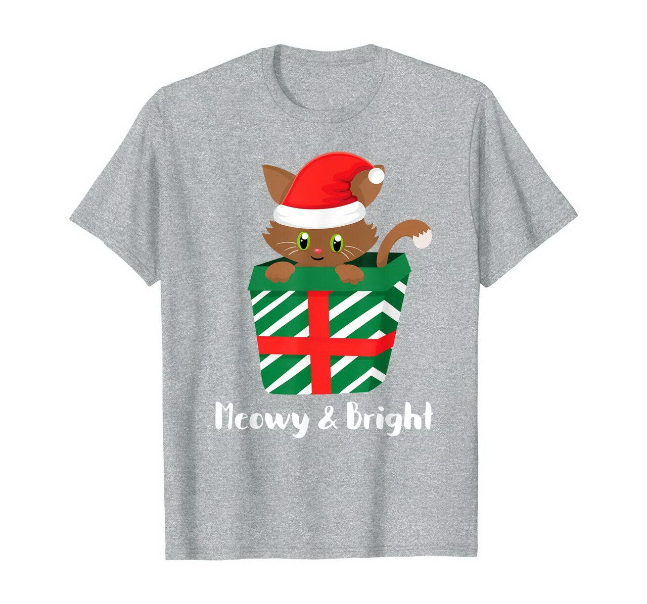 Meowy  Bright Kitten Cute Cat Santa Hat Cat Lover Funny T-Shirt New