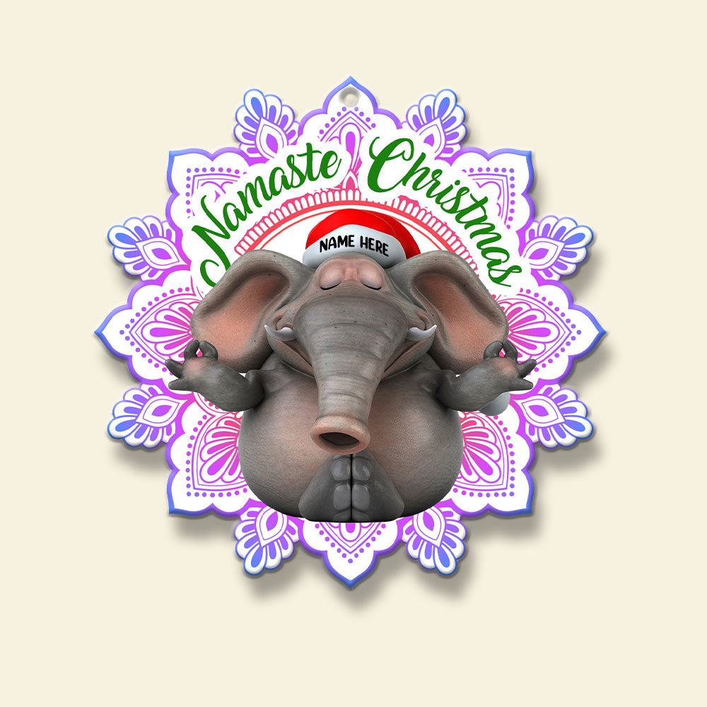 Yoga Namaste Christmas Elephant Personalized Flat Ornament Gift For Yoga Lovers