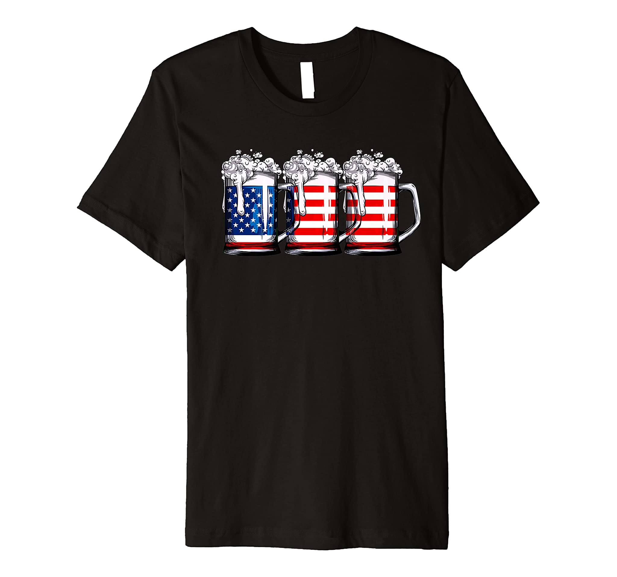 Beer American Flag T shirt 4th of July Men Women Merica USA Premium T-Shirt