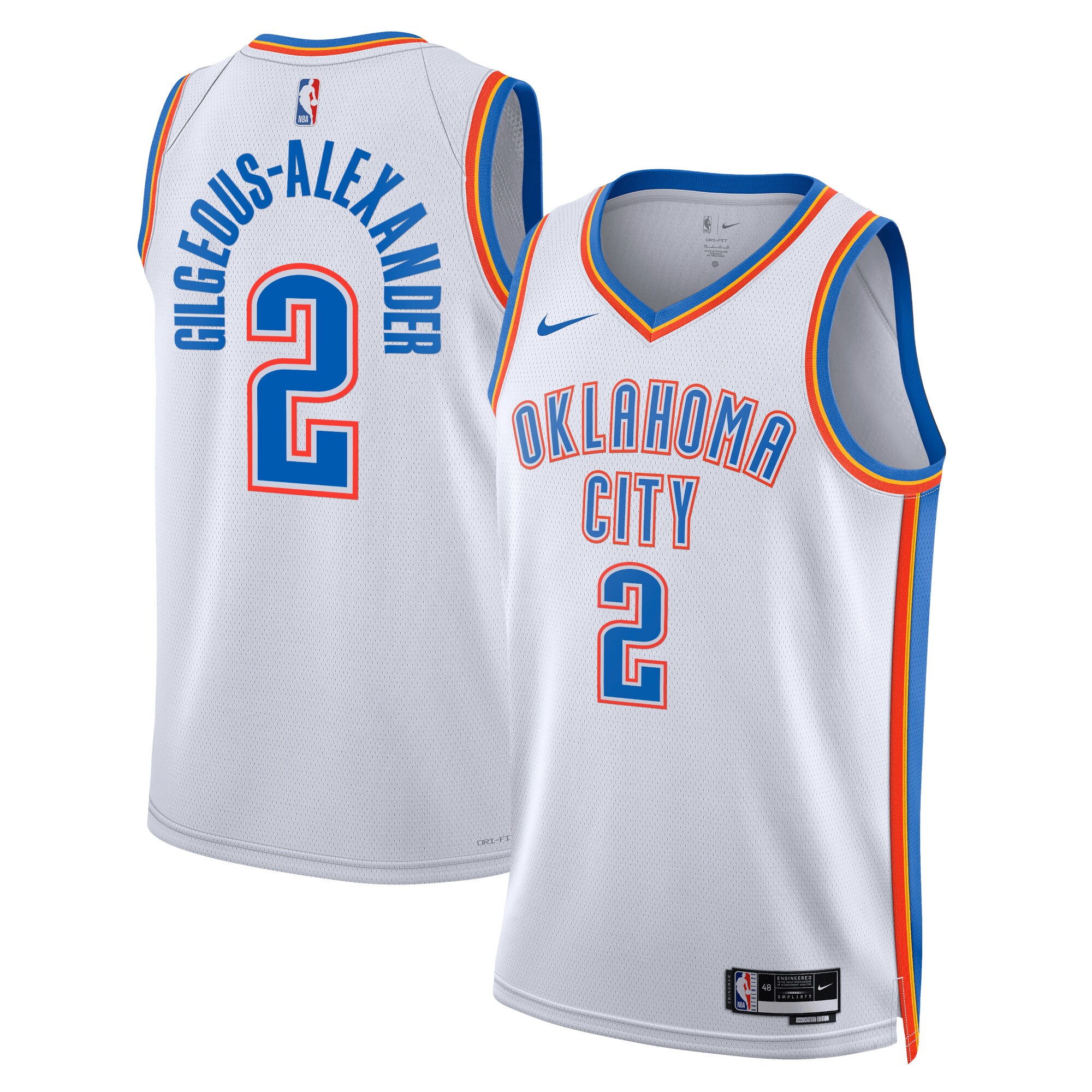 Oklahoma City Thunder Association Edition Swingman Jersey – White – Shai Gilgeous-Alexander – Unisex