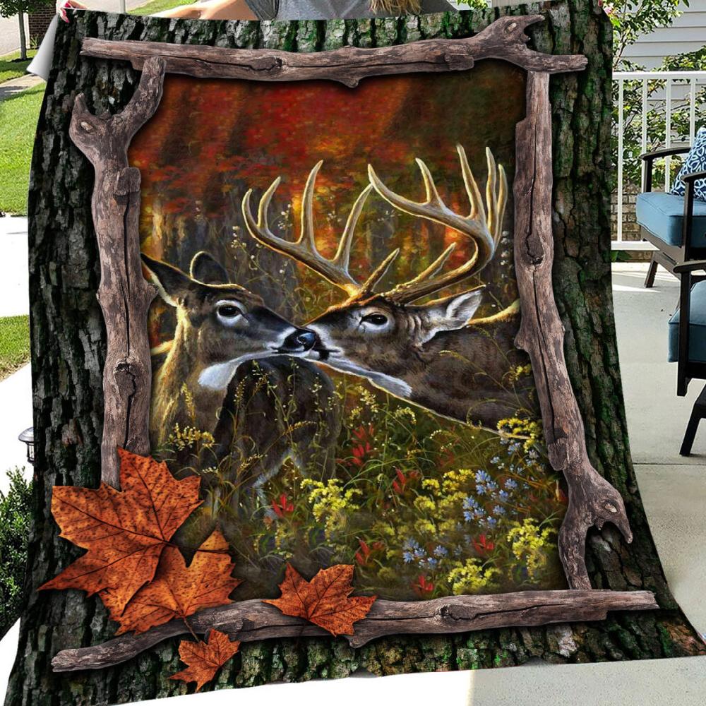 Animal Deer Love Special Gift Fleece Blanket Family Gift Home Decor Bedding Couch Sofa Soft And Comfy Cozy