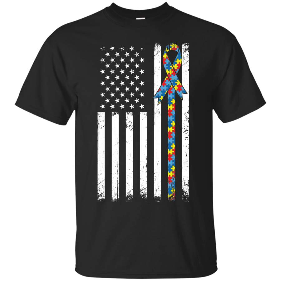 AGR Autism Awareness American Flag Distressed Shirt