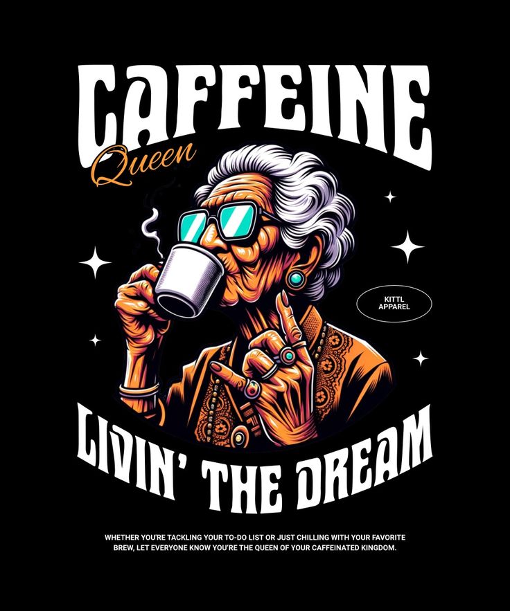 Editable Caffeine Queen T-Shirt Design Template