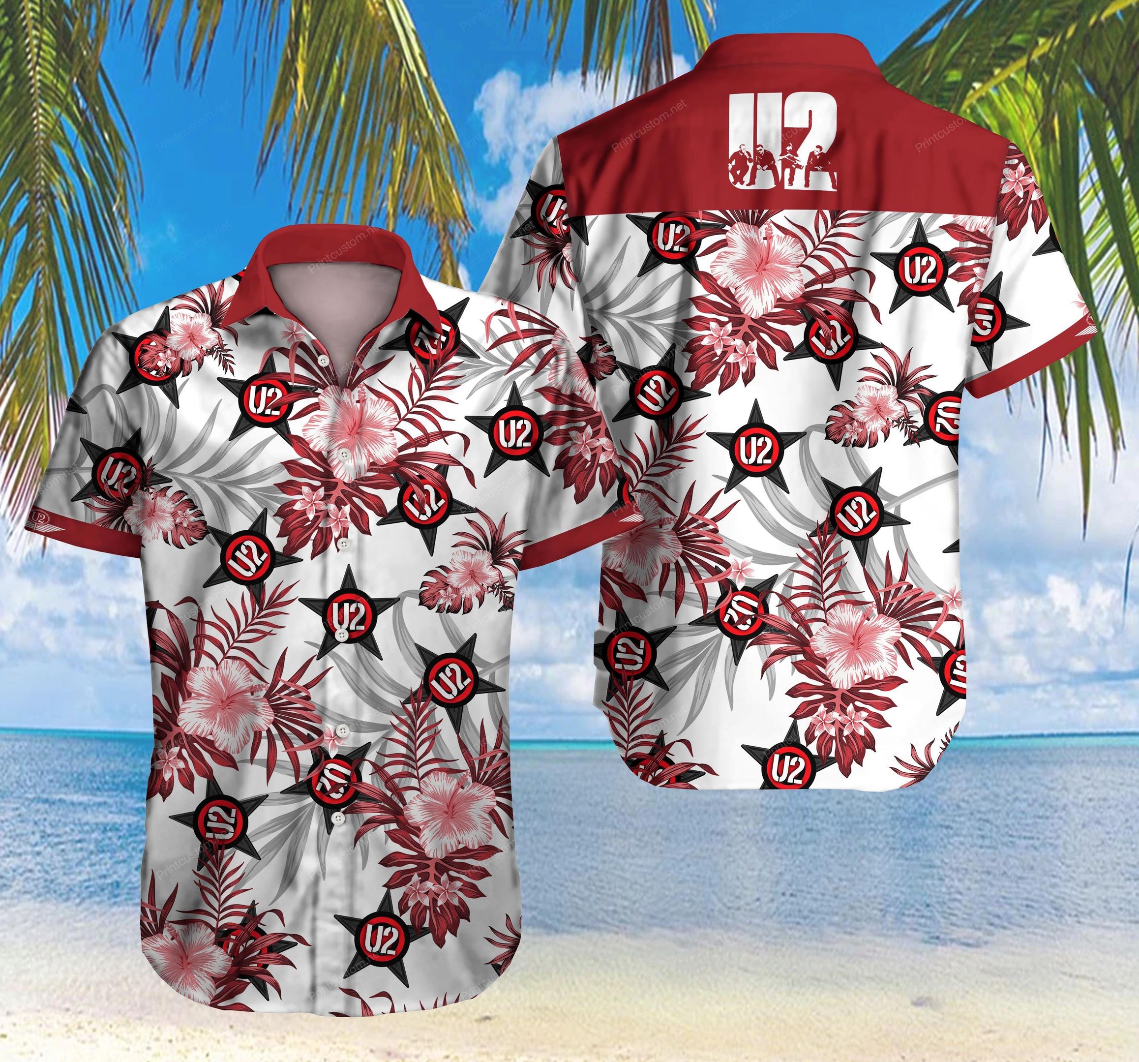 Tlmus-u2 Hawaii Shirt Summer Button Up Shirt For Men Beach Wear Short Sleeve Hawaii Shirt