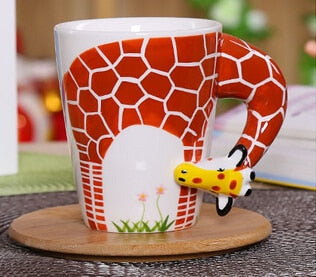 3D Animal Dinosaur Handle Ceramic Coffee Mug Cup