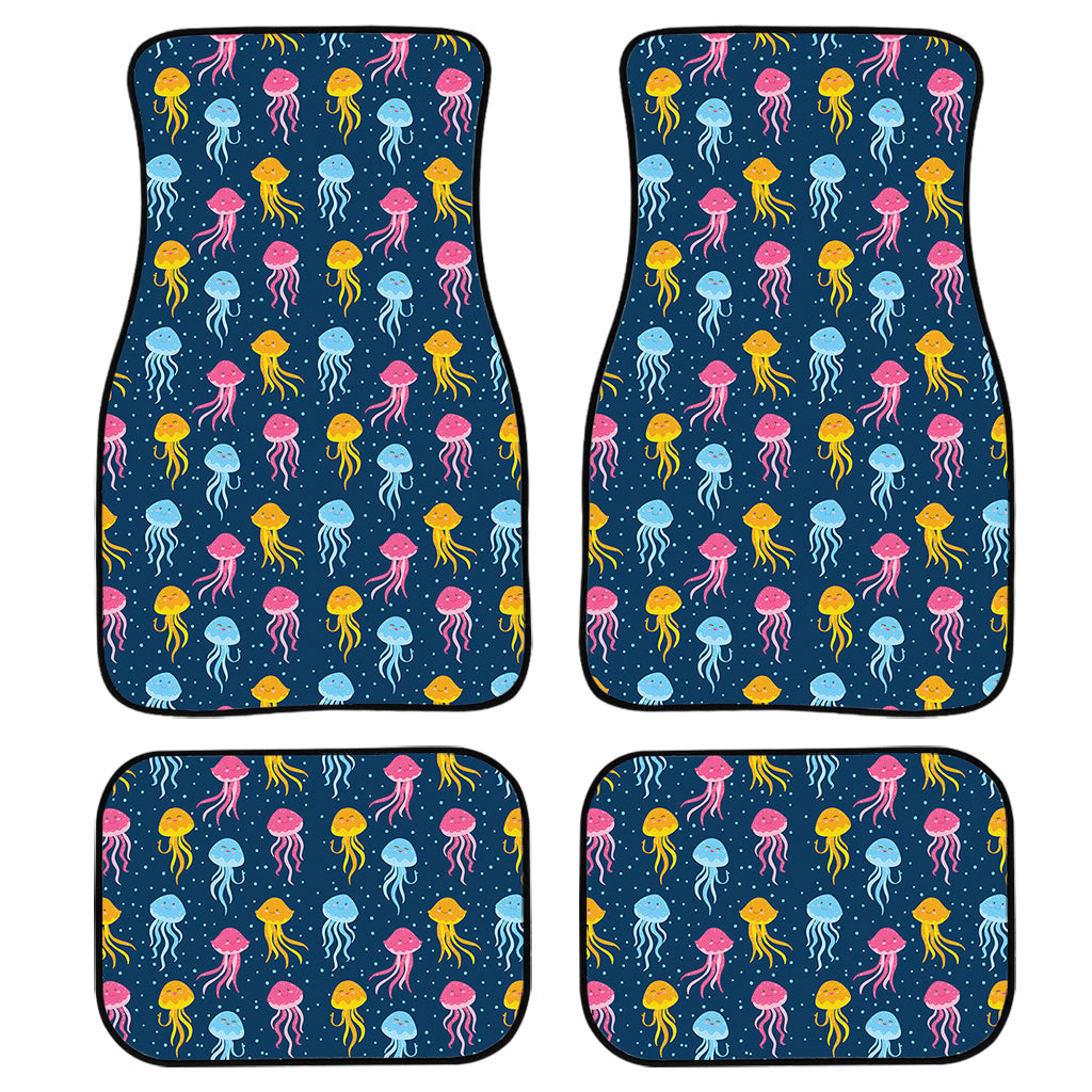 Cute Jellyfish Pattern Print Front And Back Car Floor Mats, Front Car Mat