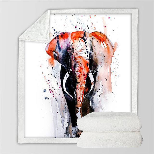 Painted Elephant Cozy Throw Blanket