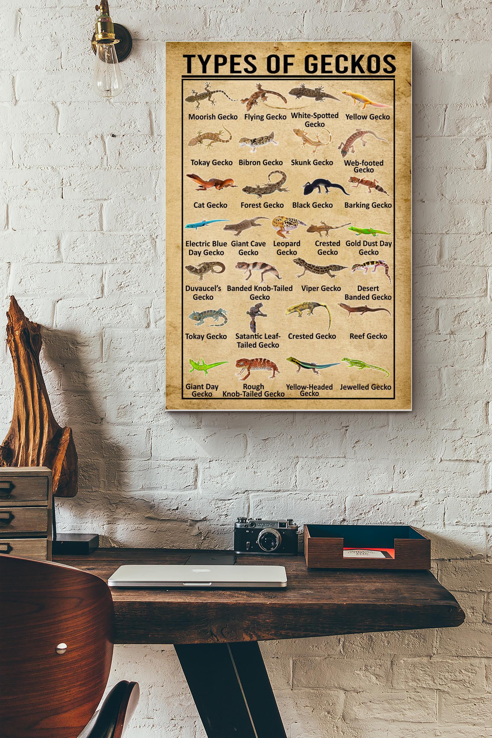 Types Of Geckos In The World Poster – Animal Wall Art – Gift For Geckos Lover Reptiles Lover Biologist (Unframed) Poster