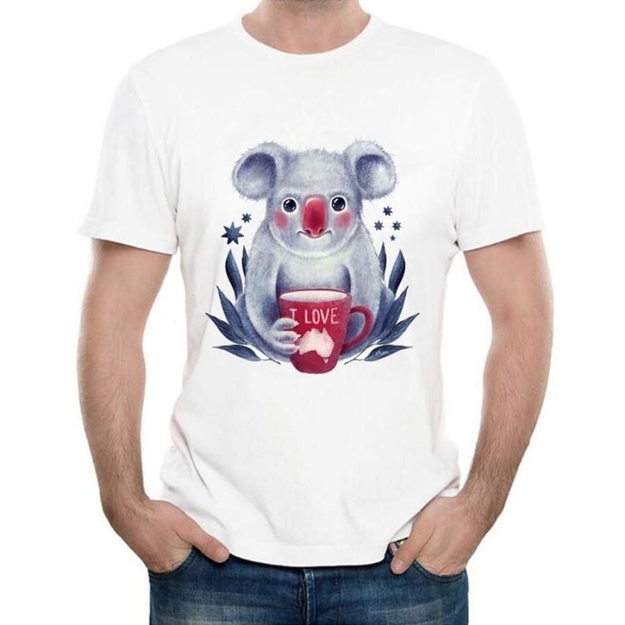 2018 Fashion Cute Mouse Love Cup Printed T Shirt Funny Men’S Customied Animal T-Shirt Summer Hipster Cool Tee Tops