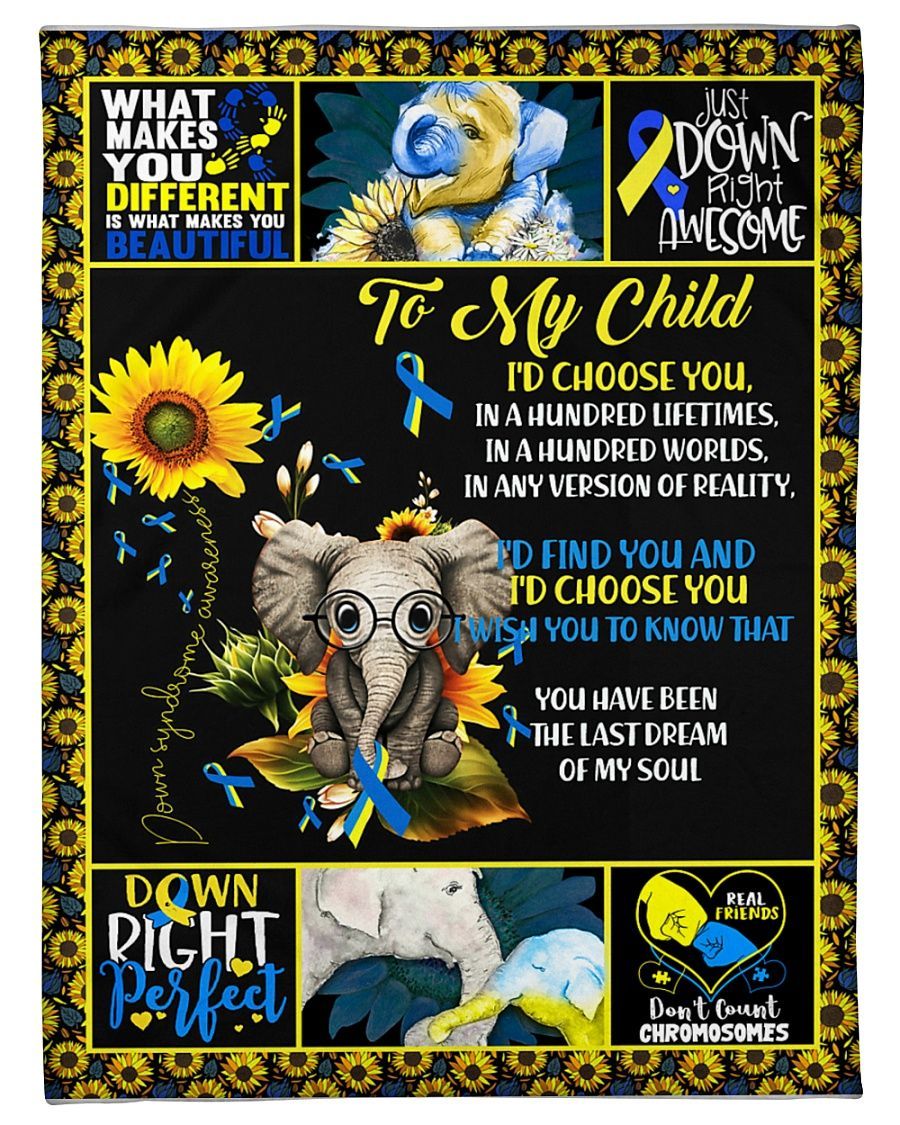 To My Child Elephant Down Syndrome Blanket