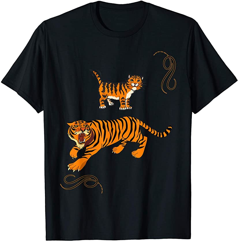 Cat Vs Tiger Cute Vs Mean Graphic Design T-Shirt