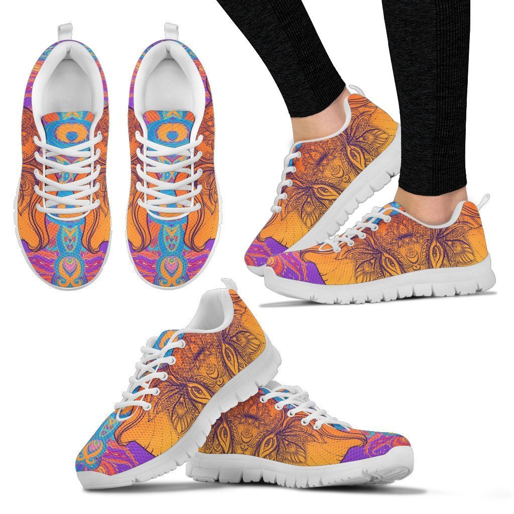 Gold Elephant Indian Women Sneakers Shoes