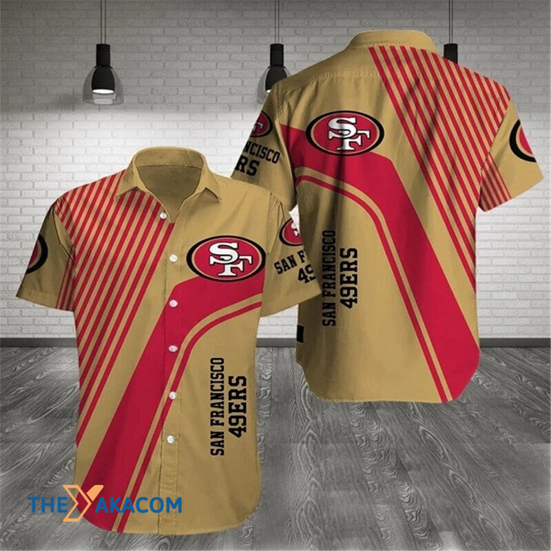 San Francisco Nfl Team Gift For Fan Pattern Stripe Short Sleeve Hawaii Shirt Ha1196