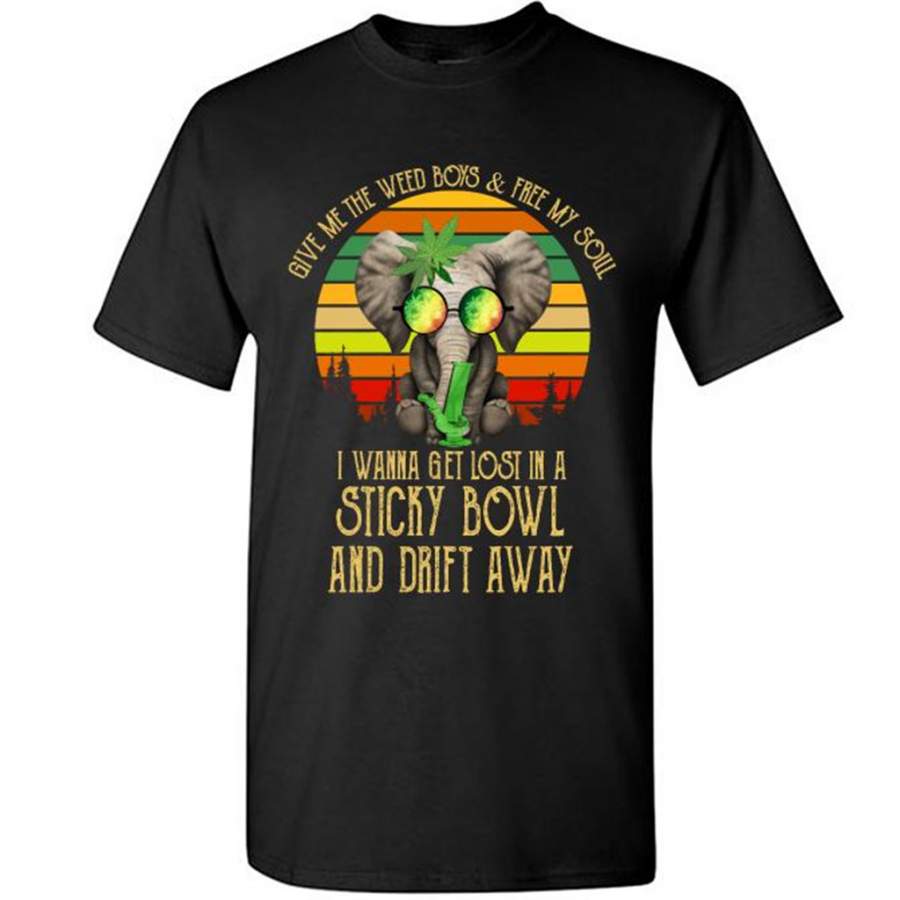 Give Me The Weed Boys And Free My Soul I Wanna Get Lost In A Sticky Bowl And Drift Away Elephant Classic Vintage – Gildan Short Sleeve Shirt